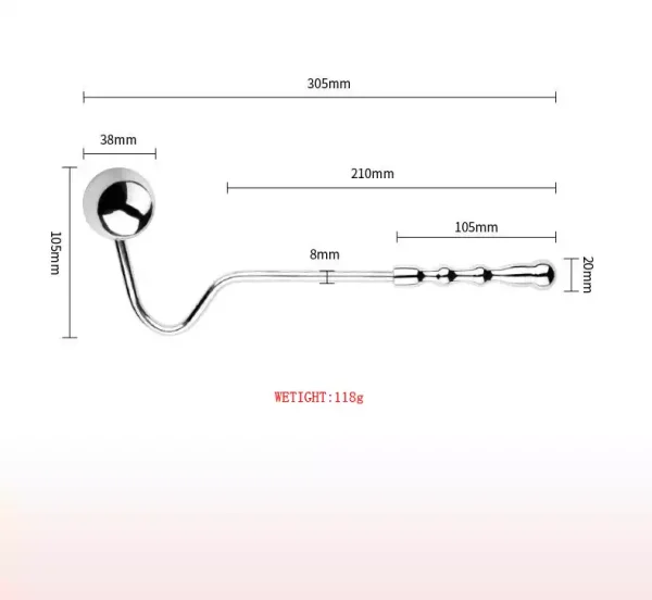 Metal Anal Hook with Replaceable Ball Ends - Image 5